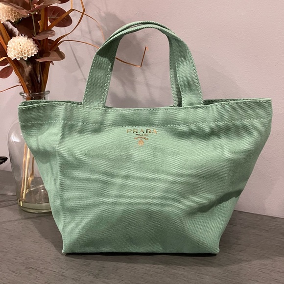 Small Light Mint Green Canvas Tote - Picture 1 of 3